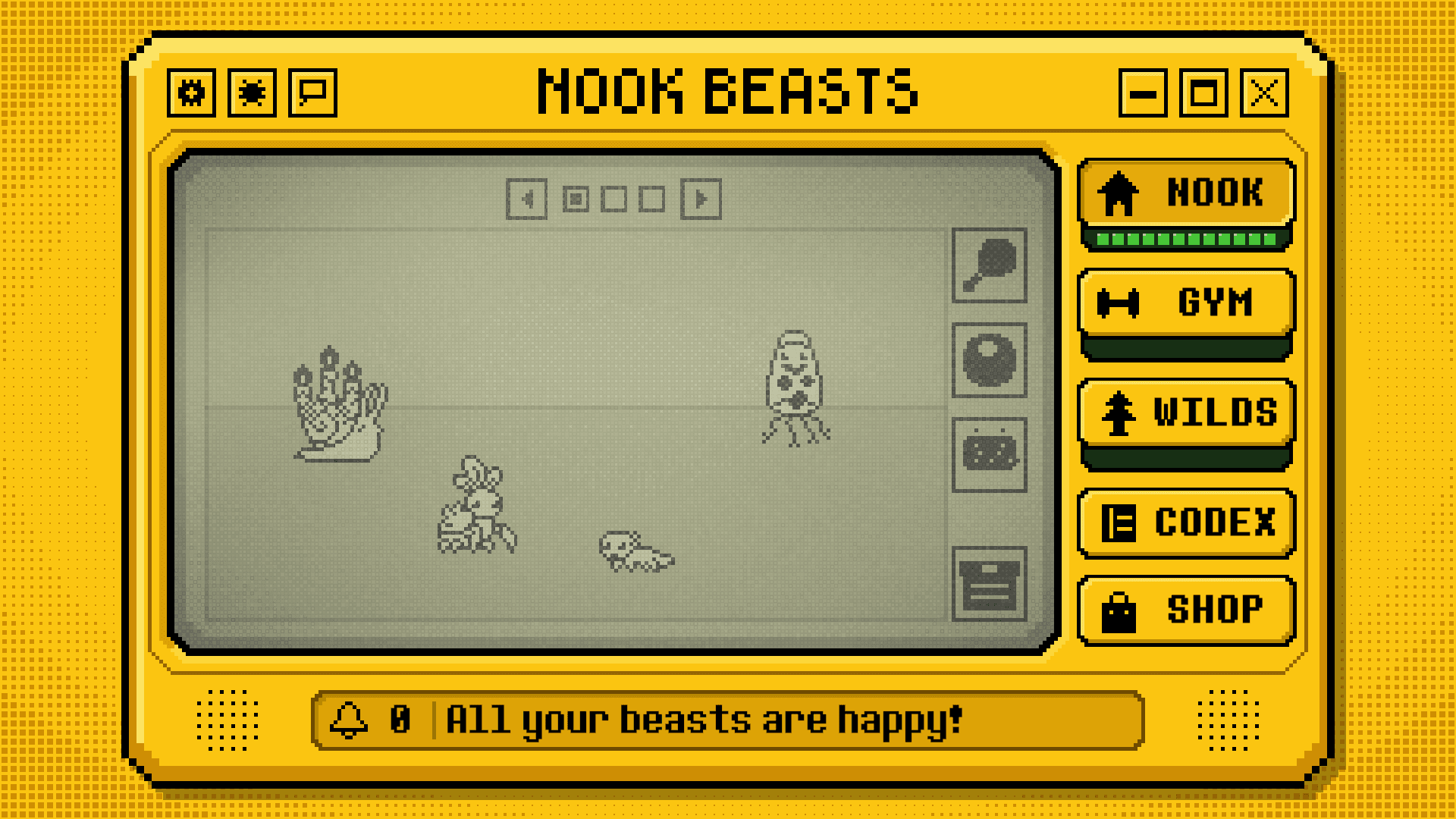 Beasts wandering a nook in Nook Beasts